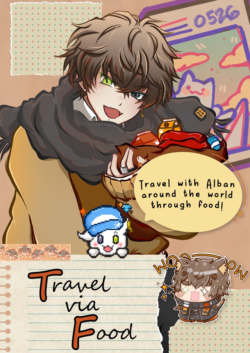 TakaradachiCrew's tweet photo. 〔 ✈️ THE HEIST 🐾 〕 
#AlbanKnox Birthday Project 2023

Happy #AlbanBirthday2023!! 🎉🎂

We partnered up w/ @albancord to create a Food &amp; Travel-themed Birthday Fan Zine filled w/ art, food, photos and recipes for @alban_knox &amp; everyone to enjoy! ✈️🍴

▶️ https://t.co/5L00cGaOnA https://t.co/KsYH0SPZZL