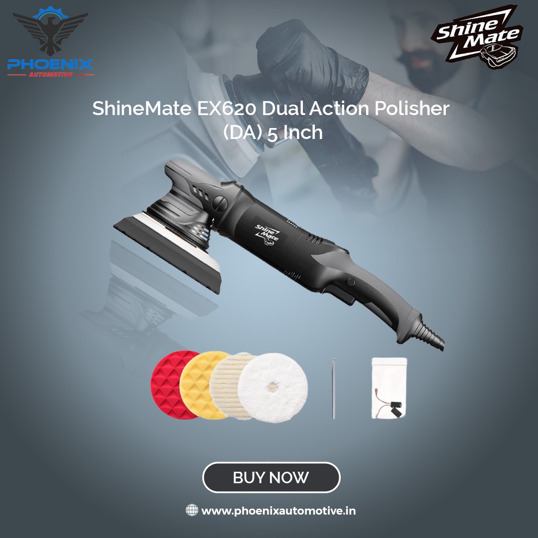 'Experience the perfect polishing companion with the ShineMate EX620 5' / 15mm DA Polisher. 
Designed with comfort in mind, it offers a sleek appearance, easy grip, and smooth operation

For more information visit:- 🌐phoenixautomotive.in

#ShineMateEX620  #Phoenixautomotiv