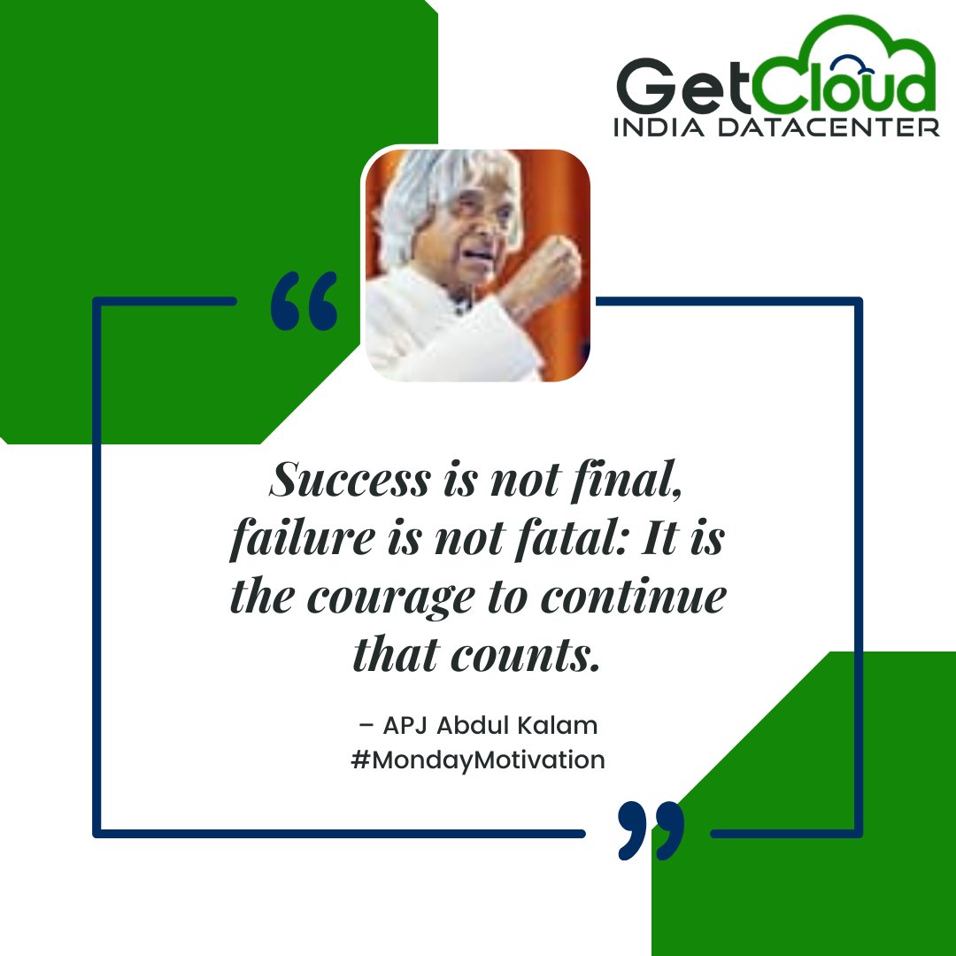 💥 Monday Motivation Alert! 💥

'Success is not final, failure is not fatal: It is the courage to continue that counts.' - APJ Abdul Kalam

Share this uplifting quote with your friends and spread the Monday motivation! #MondayMotivation #APJAbdulKalam