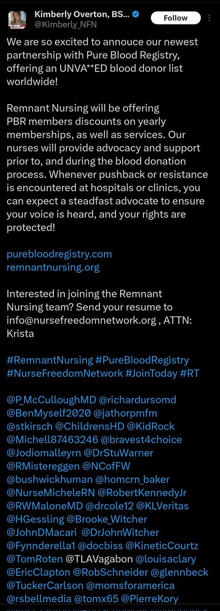 🚨SCAM ALERT🚨 

no hospital anywhere in the world will take unvaccinated blood over vaccinated blood and especially not from a dodgy antivax blood bank as that's entirely unethical.

Nit to mention the word 'pire blood' literally means inbred blood which makes this scam sicker