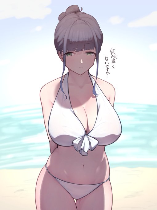カラッと乾いた夏が恋しい水着絵です 