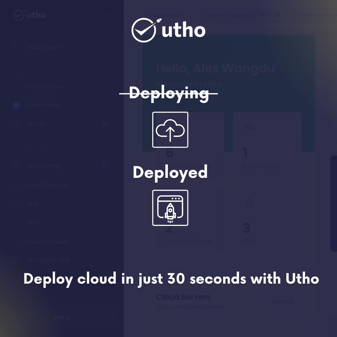 Experience unbeatable speed with #Utho, deploy #cloud in just 30 seconds

.

.

#cloudservices #cloudserver #itmanager #developers #cios #ctos #businessowners