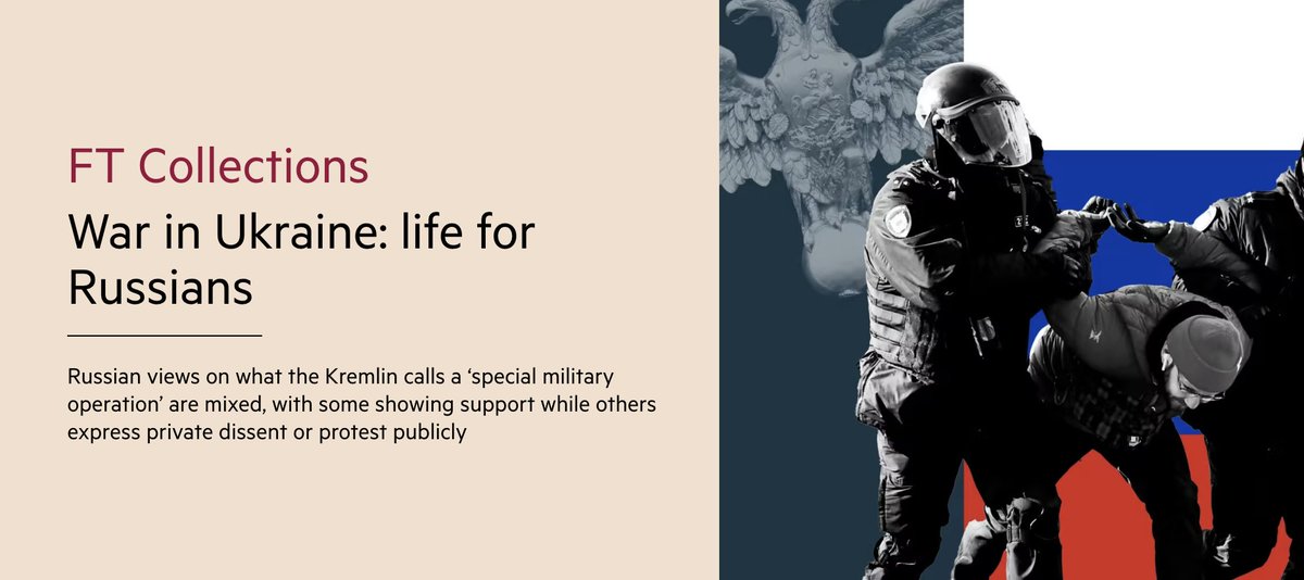 Polina Ivanova (@polinaivanovva) on Twitter photo Just noticed that the <a href="/FT/">Financial Times</a> has pulled together some of our reporting on daily life in Russia since the start of its full-scale invasion of Ukraine -- much of it reported on the ground.
Find some of the highlights collected here: ft.com/content/bcb950… Just noticed that the <a href="/FT/">Financial Times</a> has pulled together some of our reporting on daily life in Russia since the start of its full-scale invasion of Ukraine -- much of it reported on the ground.
Find some of the highlights collected here: ft.com/content/bcb950…