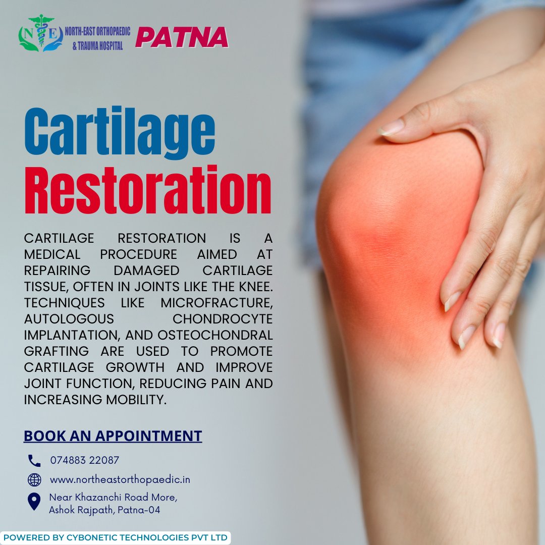 Revitalizing joints, one procedure at a time. Join the movement of cartilage restoration and experience the joy of pain-free movement.

🌐northeastorthopaedic.in

#JointHealth #CartilageRevival #ActiveLiving #Cartilage #Restoration #JointPain #StayHealthy  #orthopaedichospital