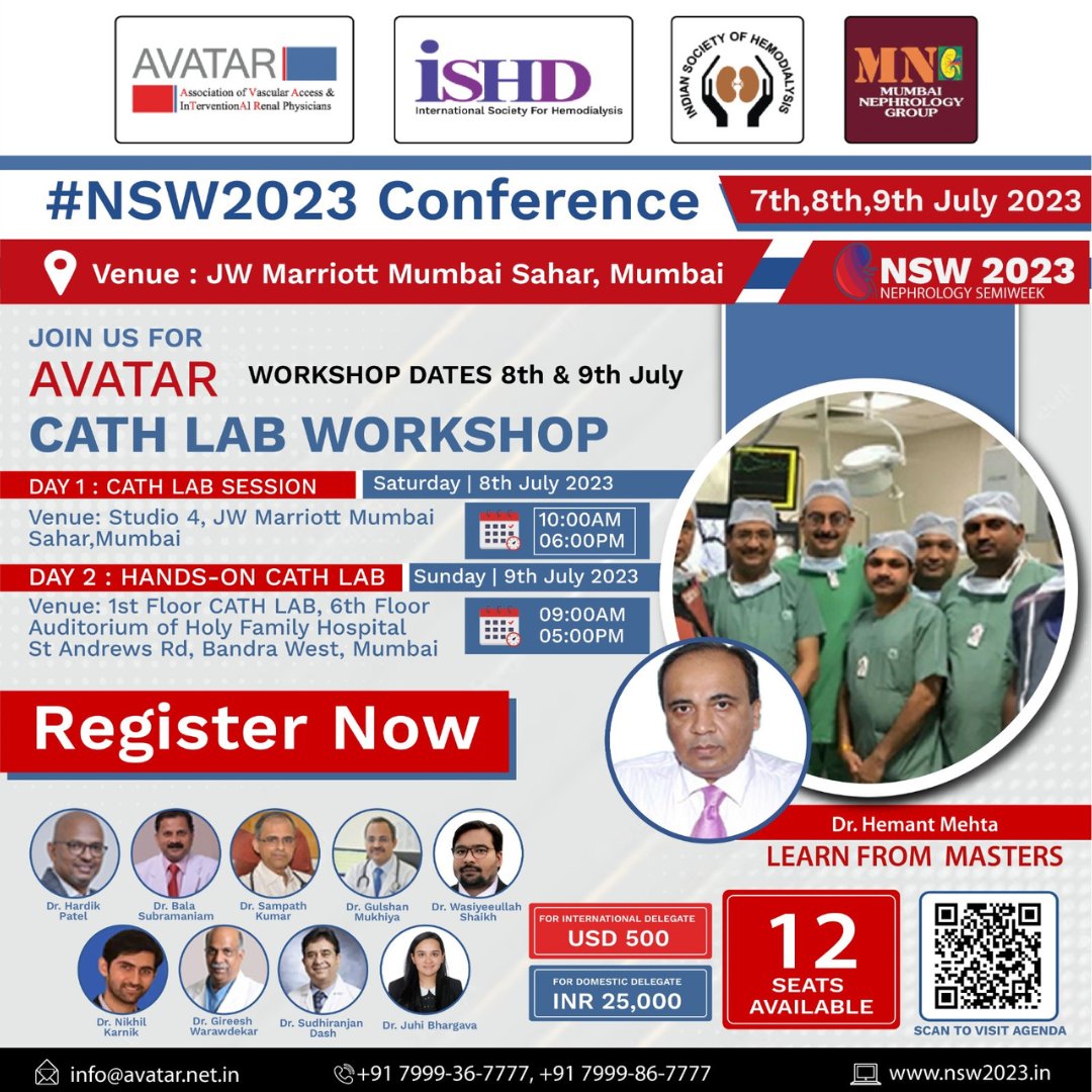 #NSW2023
Register Now: bit.ly/3oxj7Xz

Attention healthcare professionals!
Join us at the #CathLab #Workshop & elevate your skills in interventional #nephrology. 
#Learnfromexperts, gain hands-on experience & stay at the forefront of #healthcare.