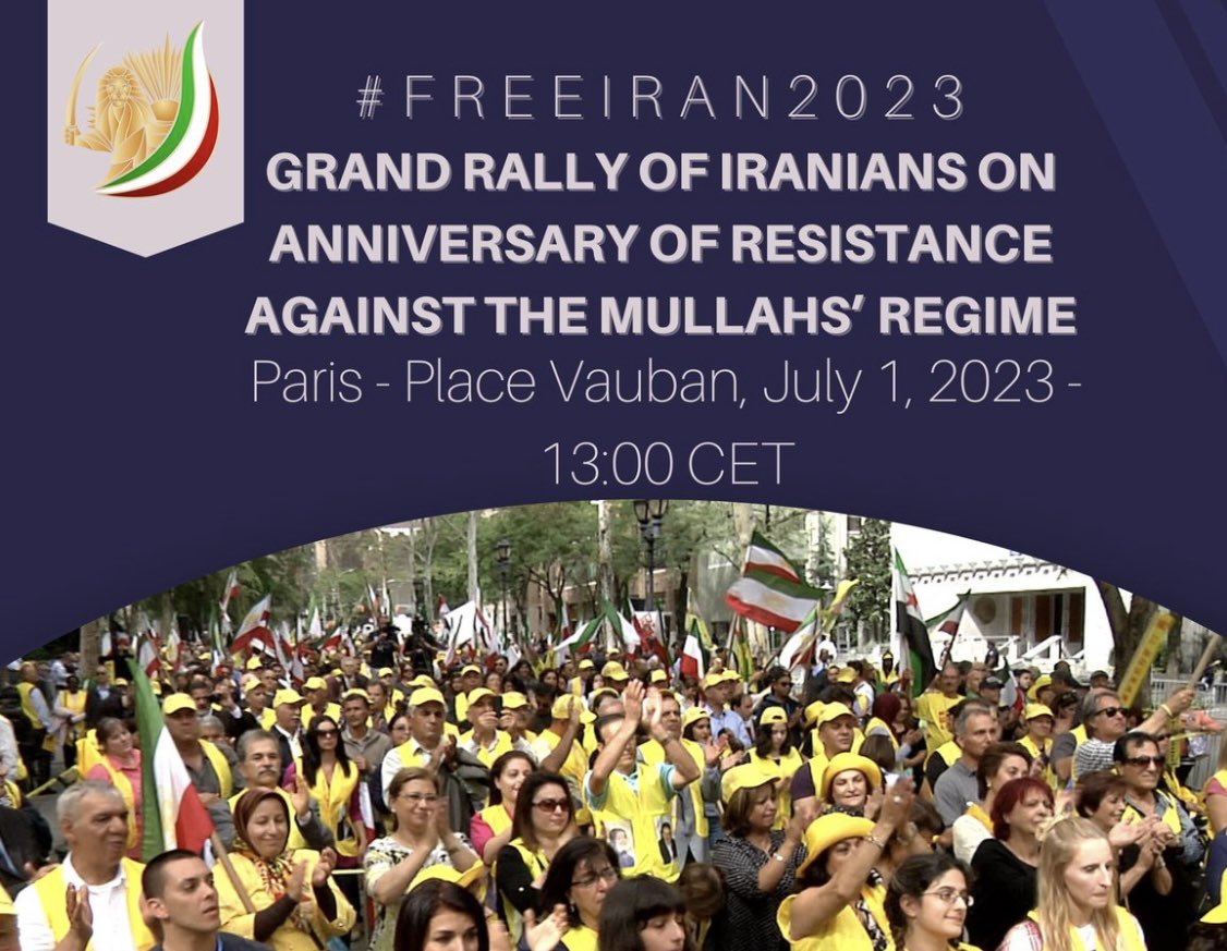 On July 1, 2023 we will be in Paris to join the Grand Rally in support of the ppl of Iran & 2 promote the 10 point plan of Mrs. @Maryam_Rajavi the president elect of #NCRI for the future of Iran

Join us to support resistance against tyranny!

#FreeIran2023 
#FreeIran10PoinPIan