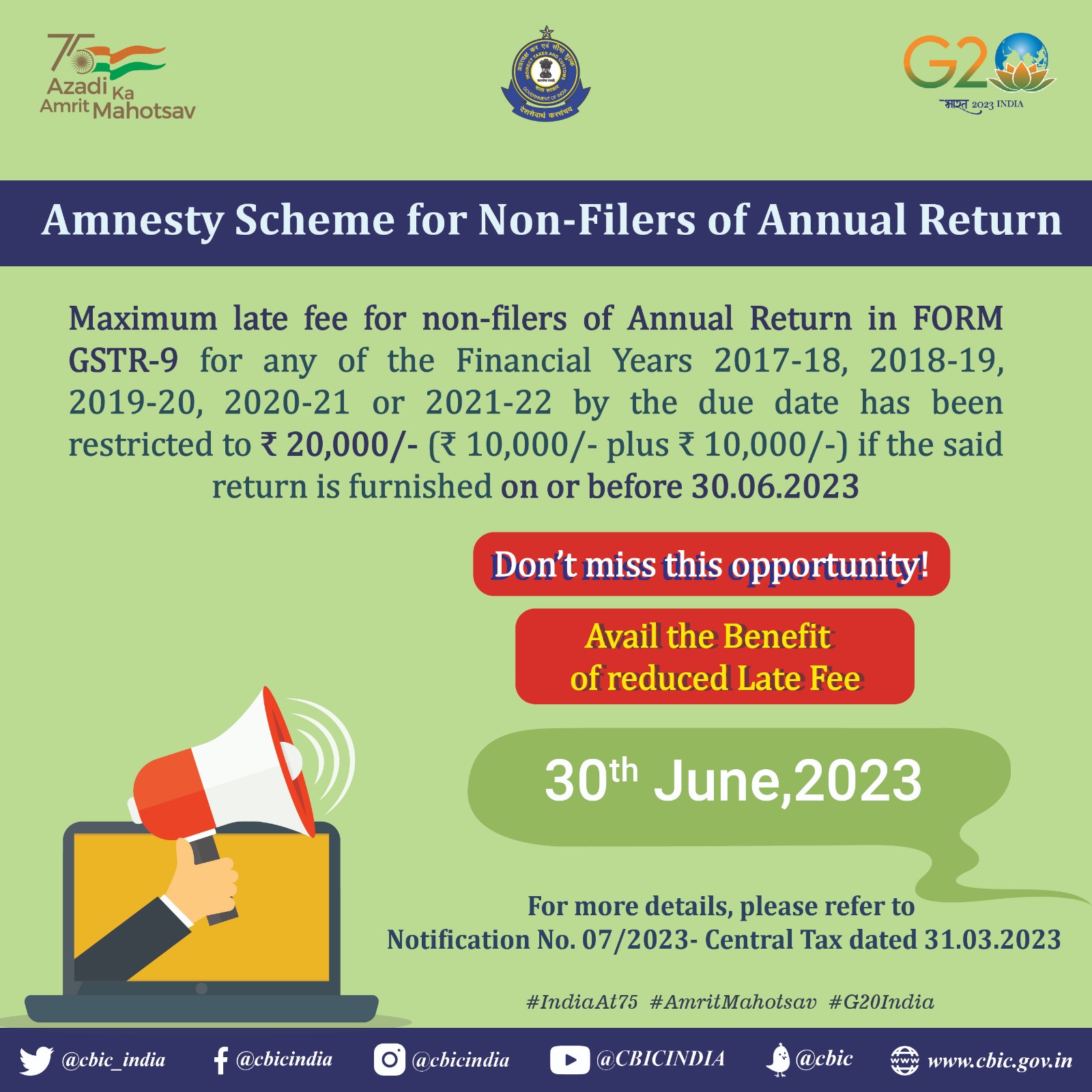 CBIC on Twitter "Amnesty Scheme, for nonfilers of Annual Return https