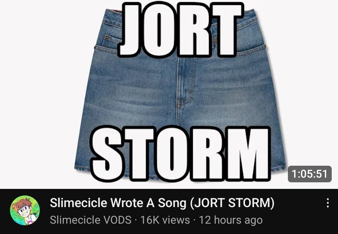 MeghanDisney's tweet photo. If I had a nickel for everytime one of my comfort youtubers made a video about jorts I would have two nickles which isn't a lot but it's weird that it happened twice

#slimecicle #Charlieslimecicle #briandavidgilbert #BDG #itsjustweird #comfortyoutubers #YouTubers https://t.co/lFtsDA7Jj2