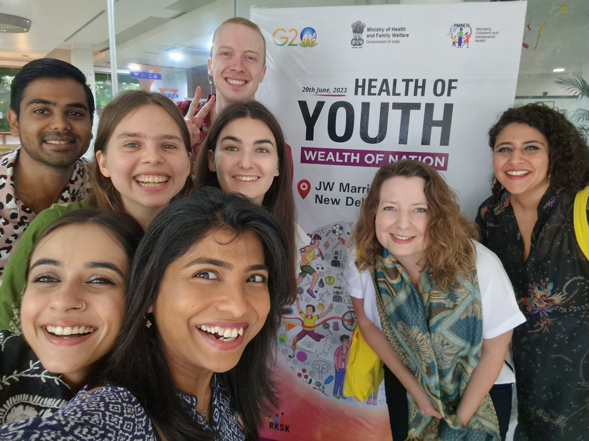 Excited to be in #NewDelhi with current & future leaders! Our mission: urging #G20 leaders to put #wellbeing of #adolescents & #youngpeople at the forefront of 🌏 policies and investments to unleash the power 💪🏼potential of youth ✊🏼 #1point8 #WhatYoungPeopleWant