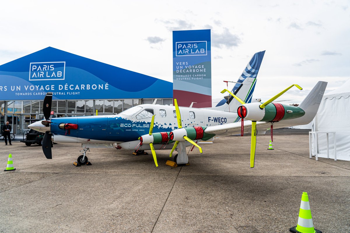 The #EcoPulse demonstrator has made its debut at #ParisAirShow!  
Developed with @DAHER_official and @SAFRAN, EcoPulse provides advanced battery technology and aerodynamic modelling for hybrid-electric aircraft. It’s an exciting step on our journey to decarbonise aviation for the