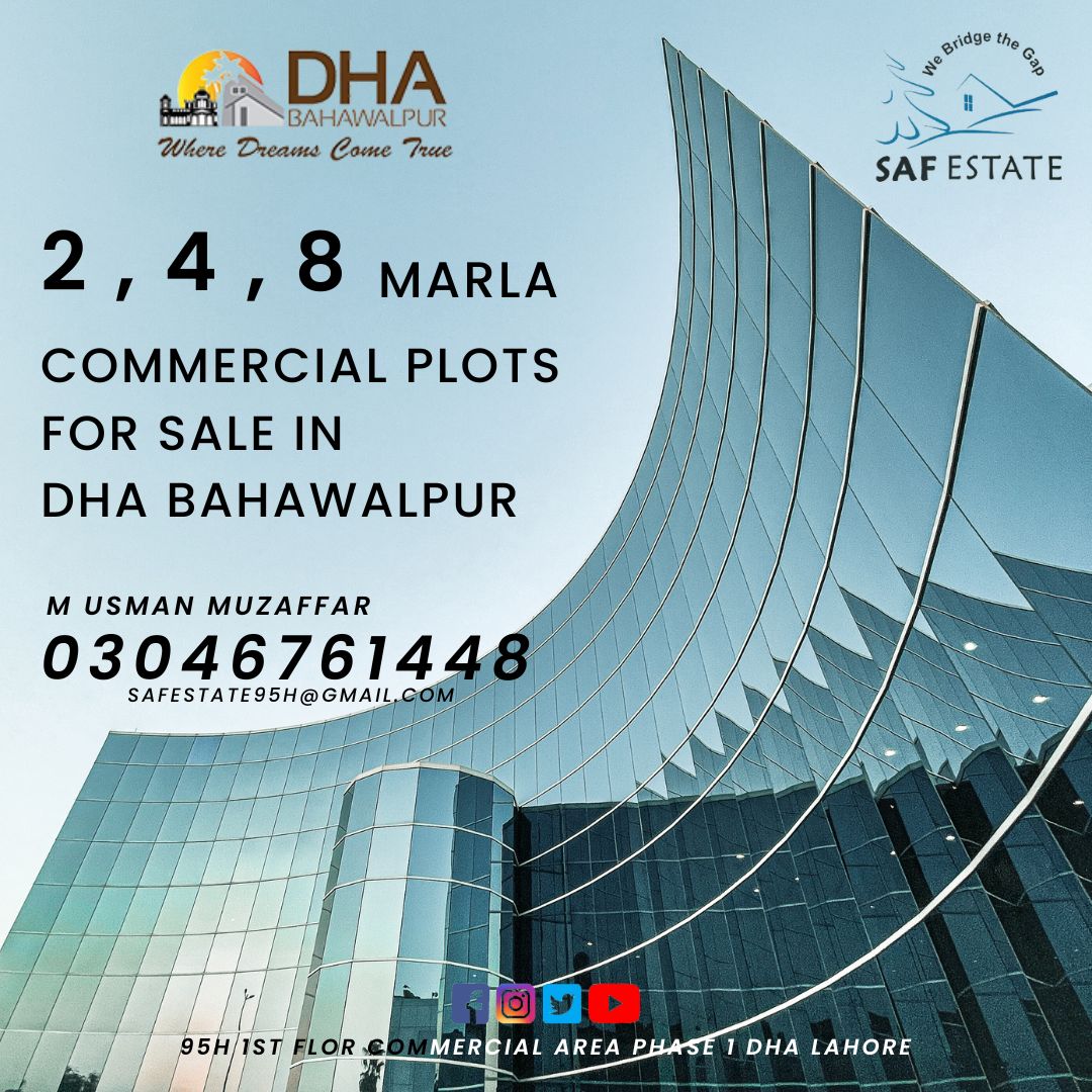 #dhabahwalpur #villas #villasforsale #CommercialPlotsForSale #dhalahore #plotsforsale #HouseAndLotForSale  #ideallocation #ResidentialPlots  #1kanalplot #2kanalplot #10marlaplotforsale 
Especially Offer in DHA Bahawalpur
Contact us
03046761448
M Usman Muzaffar
#buyandhold