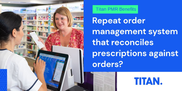 TITAN's Repeat Flow tracks repeat surgery requests and reconcile them against prescription items received at the #pharmacy. This allows patients to be notified of missing prescriptions or items before entering the pharmacy.
bit.ly/3SX0t5s 
#pmrreimagined #digitalpharmacy