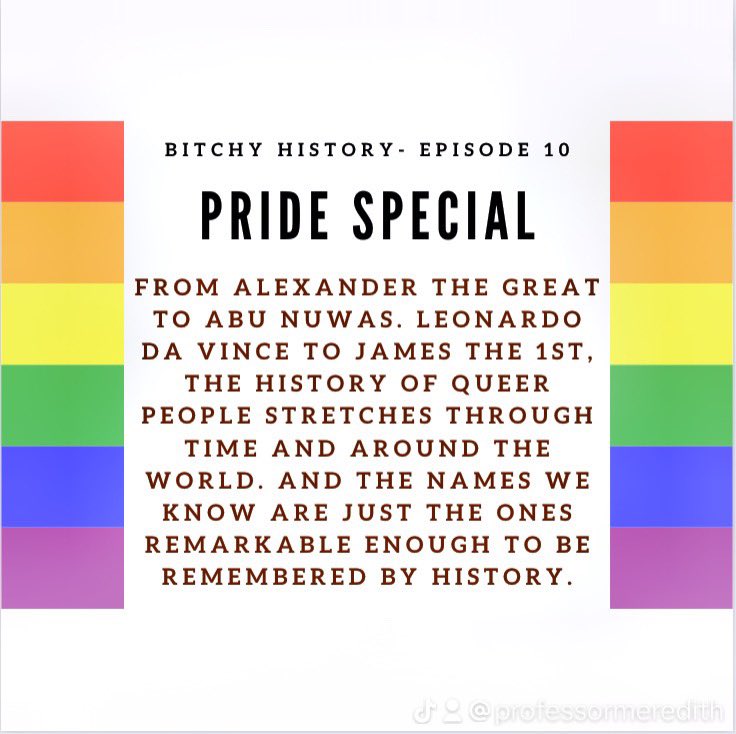 The first B*tchy History #pridemonth episode drops tomorrow at 8:00 AM EST. #queerhistory #lgbtqia #lgbthistory #americanhistory