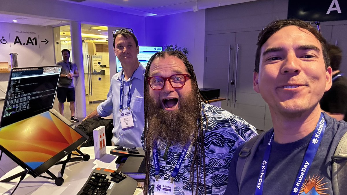 WEBRIOT (@webriotcom) on Twitter photo Getting a preview of <a href="/hippiehacker/">Hippie Hacker 💙💛</a> spaces. Don’t miss his presentation at the end of the day! #kubeday
<a href="/peteroneilljr/">Peter</a> <a href="/RiaanKleinhans4/">Riaan Kleinhans</a> Getting a preview of <a href="/hippiehacker/">Hippie Hacker 💙💛</a> spaces. Don’t miss his presentation at the end of the day! #kubeday
<a href="/peteroneilljr/">Peter</a> <a href="/RiaanKleinhans4/">Riaan Kleinhans</a>