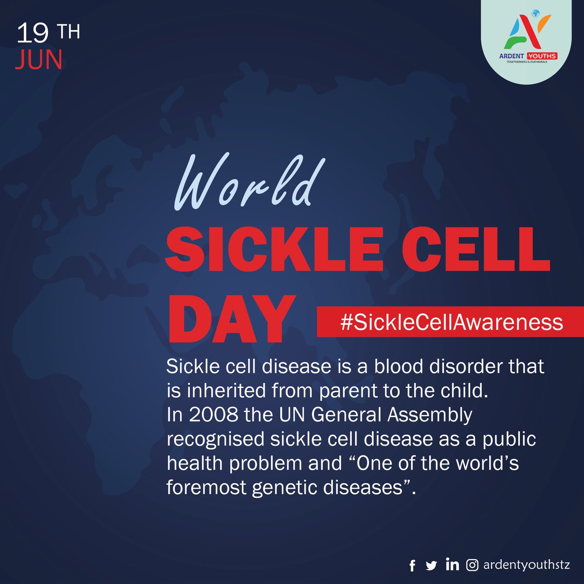 ArdentYouths's tweet photo. World Sickle Cell Day | 2023

Theme: 
Building and strengthening Global Sickle Cell Communities, Formalizing New-born Screening and Knowing your Sickle Cell Disease Status.

#SDG3 #sicklecellawareness
#GoodHealth #sicklecell #ArdentYouths #AYORG https://t.co/R6pEe6UBOh