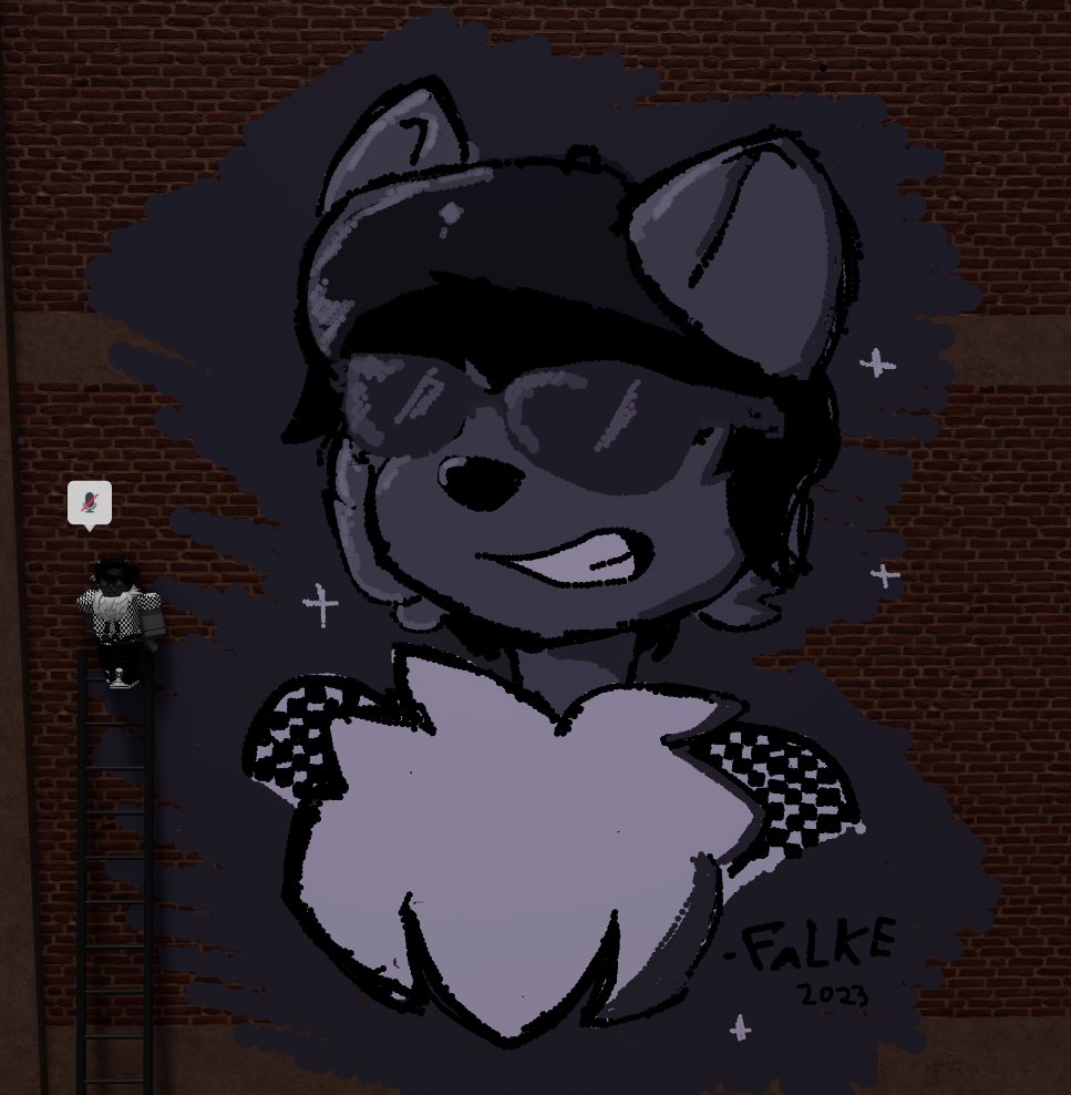 self portrait of my Roblox avatar I drew on that spray paint game