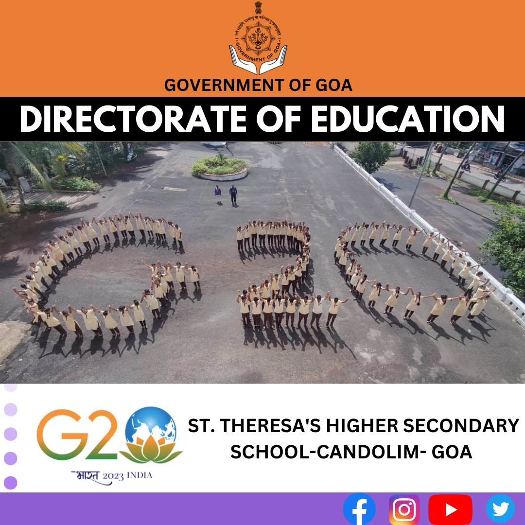 #G20India 
-ST. THERESA'S HIGHER SECONDARY SCHOOL- CANDOLIM- GOA  
#G20India #G20janbhagidari #Goa #Education #School
