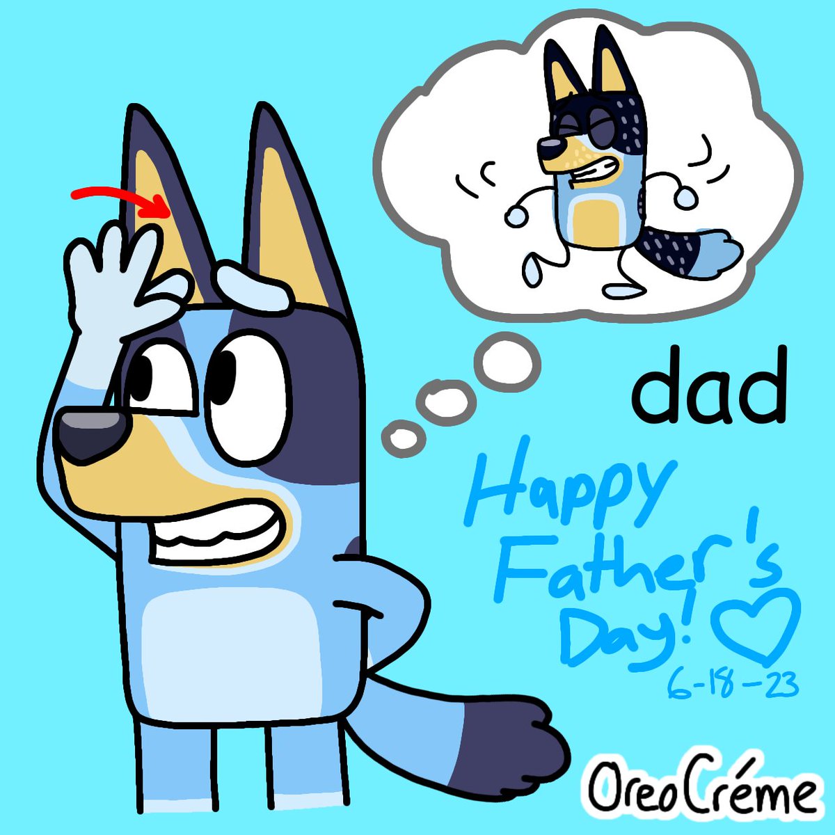 Happy (Belated) Father's Day! 💐 ❤️ 👔 (sorry my drawing was a bit late. I was on vacation for the weekend...) #FathersDay #SignLanguage #auslan #ASL #americansignlanguage #bluey #blueyheeler