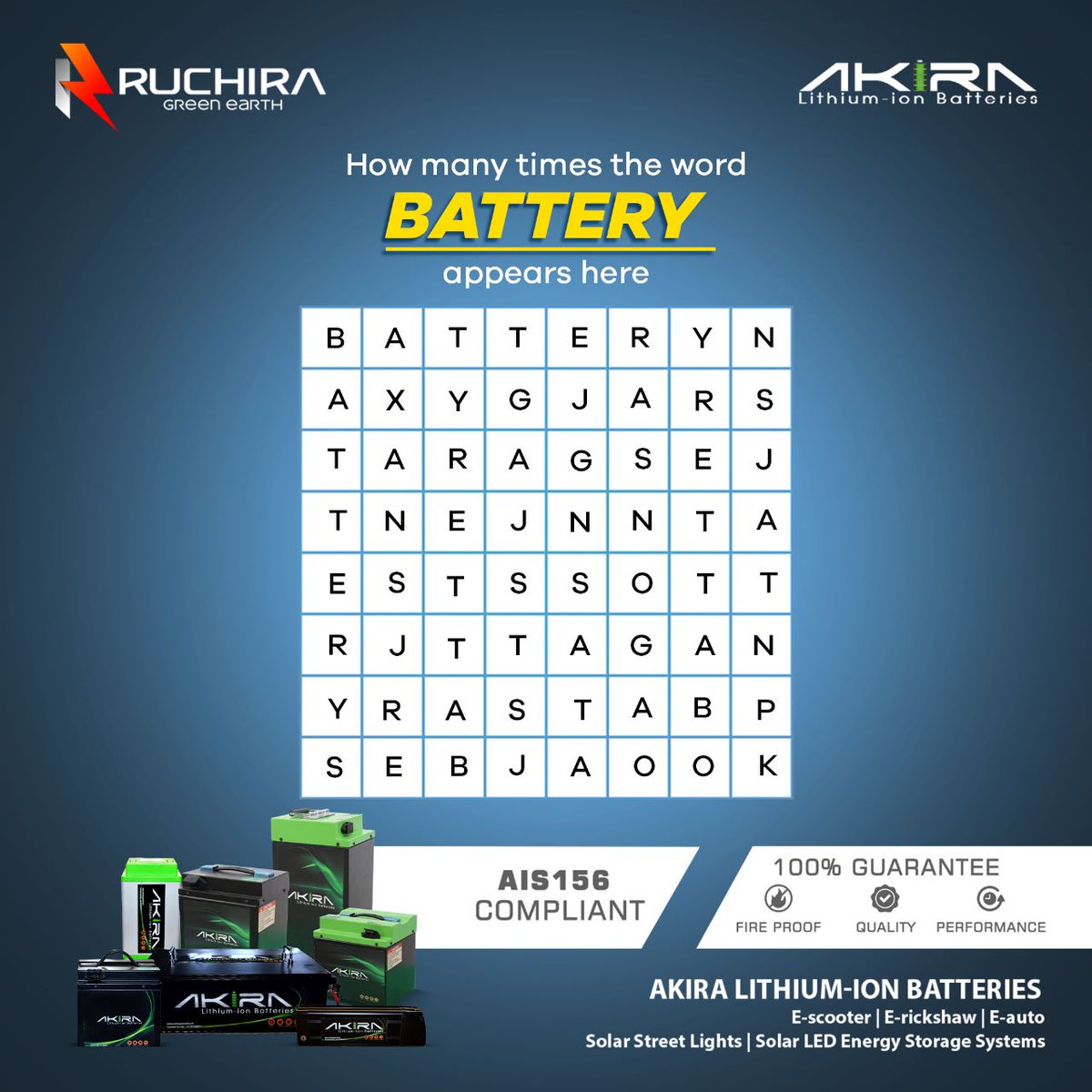 akira_batteries's tweet image. 𝐂𝐨𝐦𝐦𝐞𝐧𝐭 𝐭𝐡𝐞 𝐜𝐨𝐫𝐫𝐞𝐜𝐭 𝐚𝐧𝐬𝐰𝐞𝐫 𝐛𝐞𝐥𝐨𝐰!
𝐅𝐨𝐥𝐥𝐨𝐰 𝐀𝐤𝐢𝐫𝐚 𝐭𝐨 𝐩𝐥𝐚𝐲 𝐬𝐮𝐜𝐡 𝐢𝐧𝐭𝐞𝐫𝐞𝐬𝐭𝐢𝐧𝐠 𝐠𝐚𝐦𝐞𝐬
.
Visit Us: ruchiragreenearth.com

#akira #ev #gametime2023 #itsgametime #puzzle #puzzlegame #puzzletime #puzzlelover #findthewords