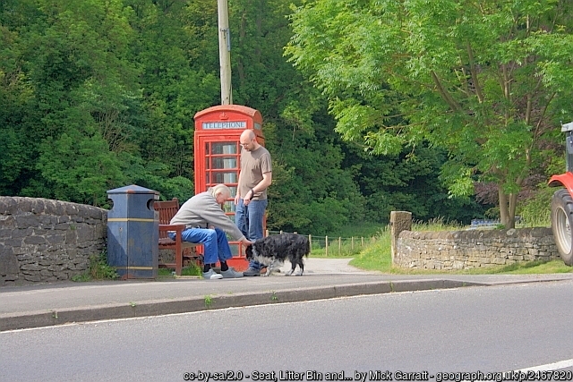 geograph_bi's tweet image. Picture of the Day from #Derbyshire, 2011 
#Alport #phonebox #villagelife #K6 #blokes #dog #publicrealm #potd  geograph.org.uk/p/2467820