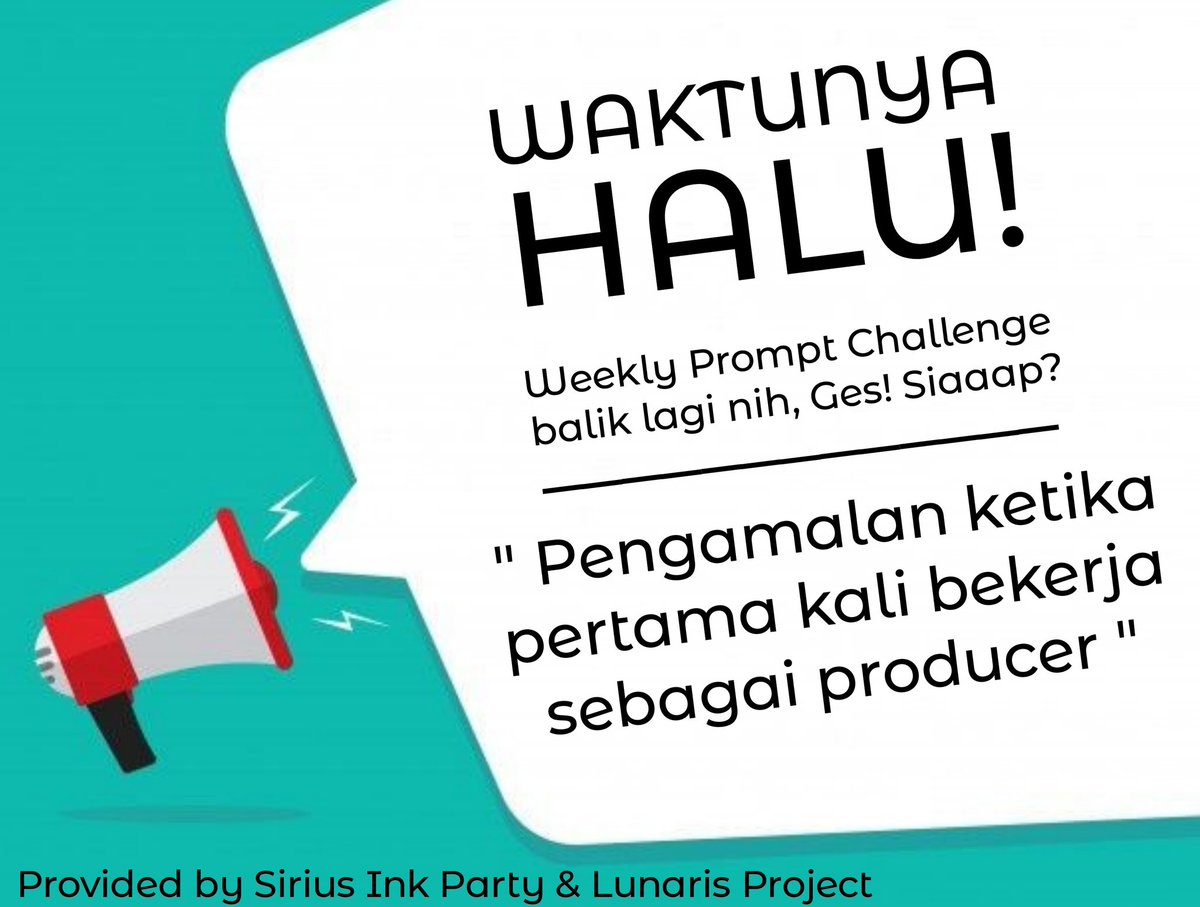 #WeeklyPrompt Challenge balik lagi! 📣

Deadline: 25/6/2023

Jangan lupa pakai hashtag #haluWPC #lunarispro atau #siriusinkparty di hasil karya kalian supaya bisa kami retweet ya sayang?

P.s.: saran hashtag lain: #weeklyprompt #prompt #writingprompt #weeklychallenge #doodle