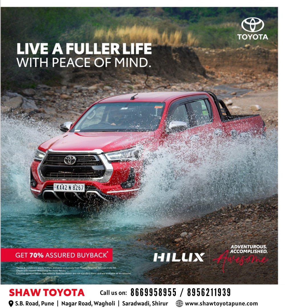 #LiveAFullerLife and keep the thrill alive with every adventure in the #ToyotaHilux. Experience it yourself.

🌐 shawtoyotapune.com
☎ 8669958955 / 8956211939

#ForYouWeAre #ShawToyota #travellife #RoadTripIndia #ToyotaIndia #HiluxIndia #Hilux #LiveAFullerLife #4x4life