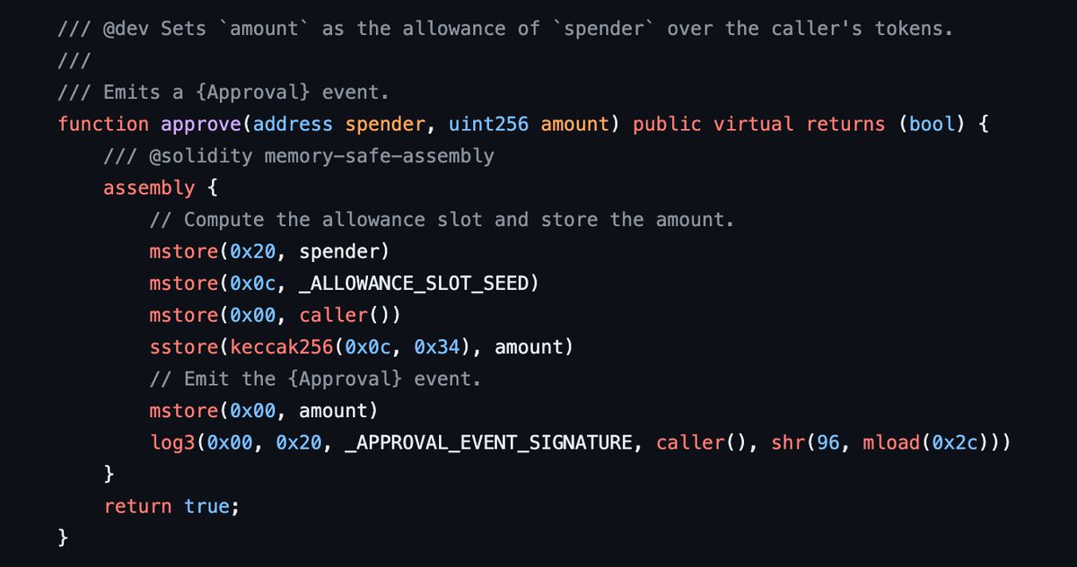 hagentc's tweet image. Started coding in &apos;88, it was all about Assembler &amp;amp; C, using #Assembler for performance. Or Pascal with Assembler for perf in my first 10 yrs of engineering. Now, like 3 decades ago, in #EVM/#Solidity, Assembler&apos;s used again for gas optimization 😅🤓 (screenshot from #solady)