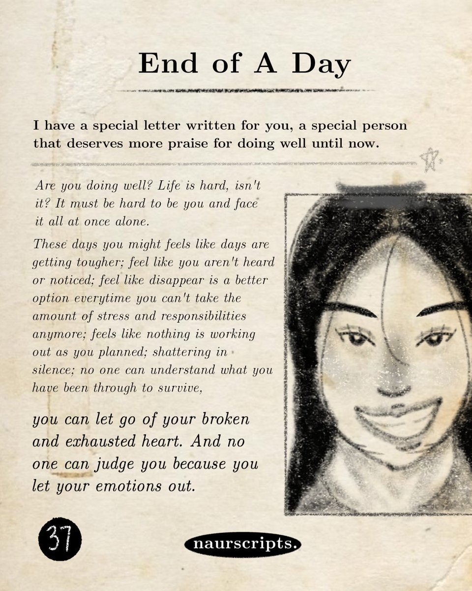 literarybase's tweet photo. karya —End of A Day.If you get exhausted because of life, just cry and shout it out, don't ever think to leave. You might not realize right now, but your presence makes a real difference for many people.  https://t.co/VKzHOYqyOE