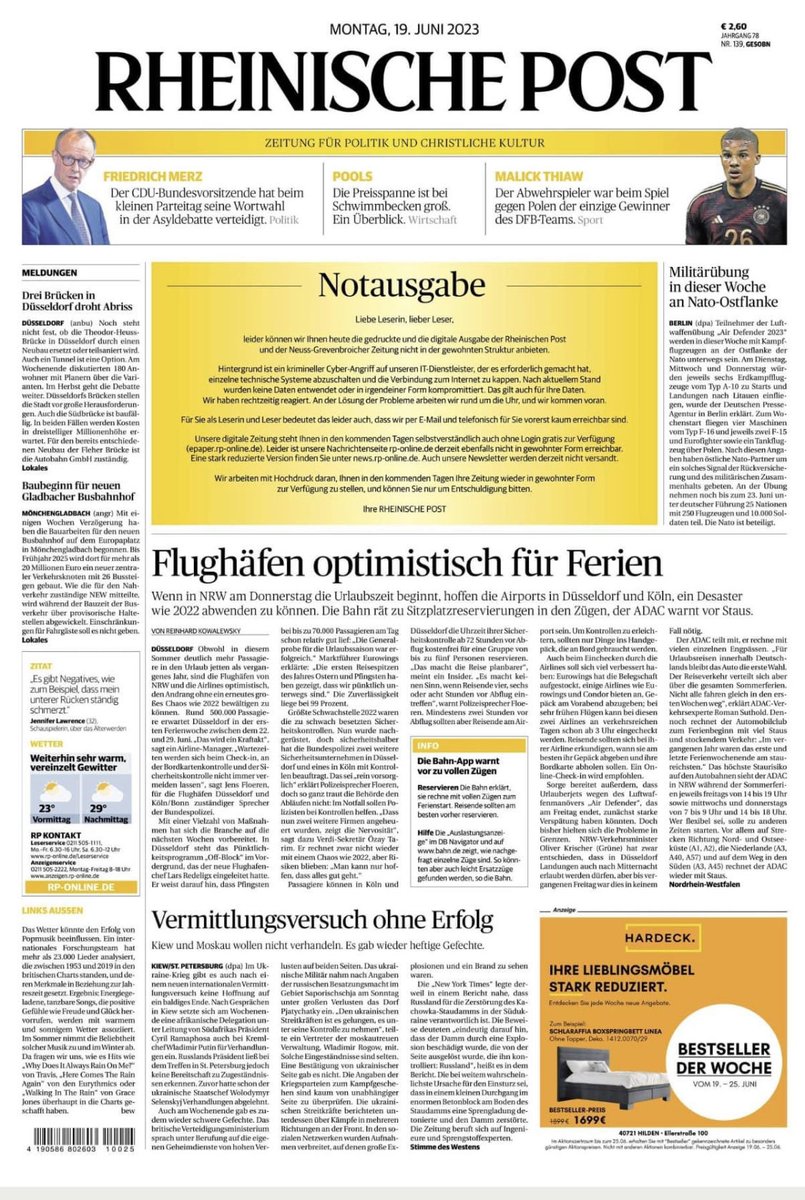 BdzvPresse's tweet photo. Wir drücken die Daumen @rponline, dass Verlag und Redaktion die Folgen des Angriffs schnell überwinden und dass Leser und Nutzer die gewohnte Lektüre bald wieder in Händen und vor Augen haben! https://t.co/dXnmjgGt2w