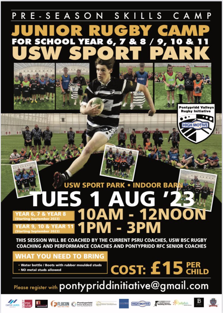 PontypriddI's tweet image. We’ve had a lot of requests for another camp so back by popular demand! 
Pre-Season skills camp for school years (from sept. 2023) 6,7 and 8 and 9, 10 and 11.
Book via pontypriddinitiative@gmail.com 
@PontypriddRFC @PontyPSRU @USWBScRugby @USWWomensRugby @USW_SandC @USWSport