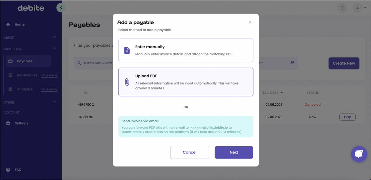 Debite.io tweet media