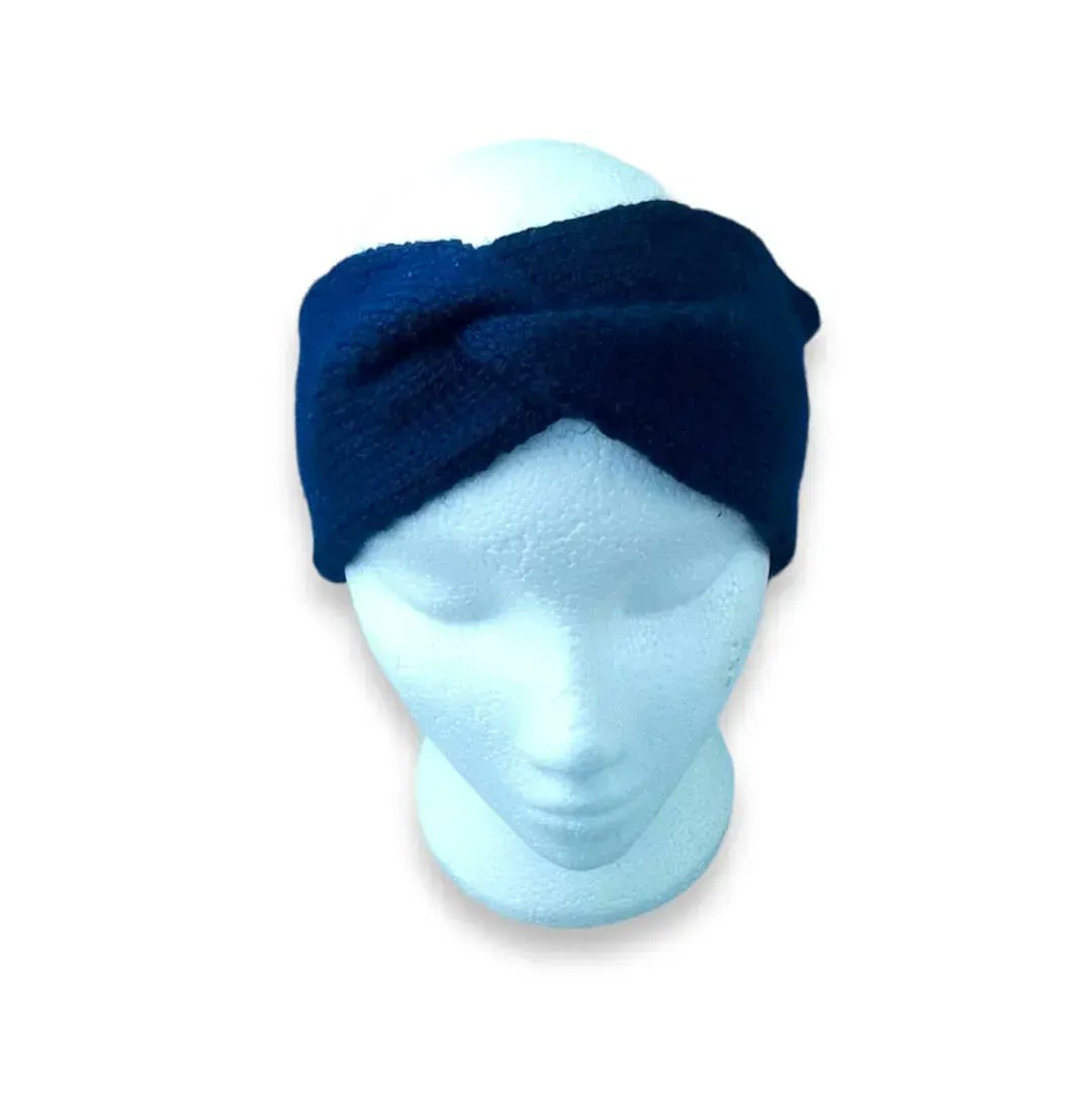 Hand knitted twisted headband ear warmer turban style navy blue messy bun hat ponytail buff.ly/438OYwB #knittingtopia #etsy #handmade #tweetuk #etsyRT #tweeturbiz #handknits #ladiesknitwear #ladiesfashion #handknitted