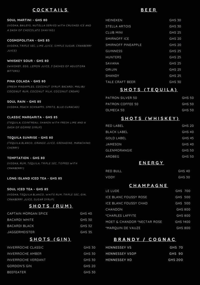 Soul Restaurant & Bar on Twitter "Our Menu. Please share💛"