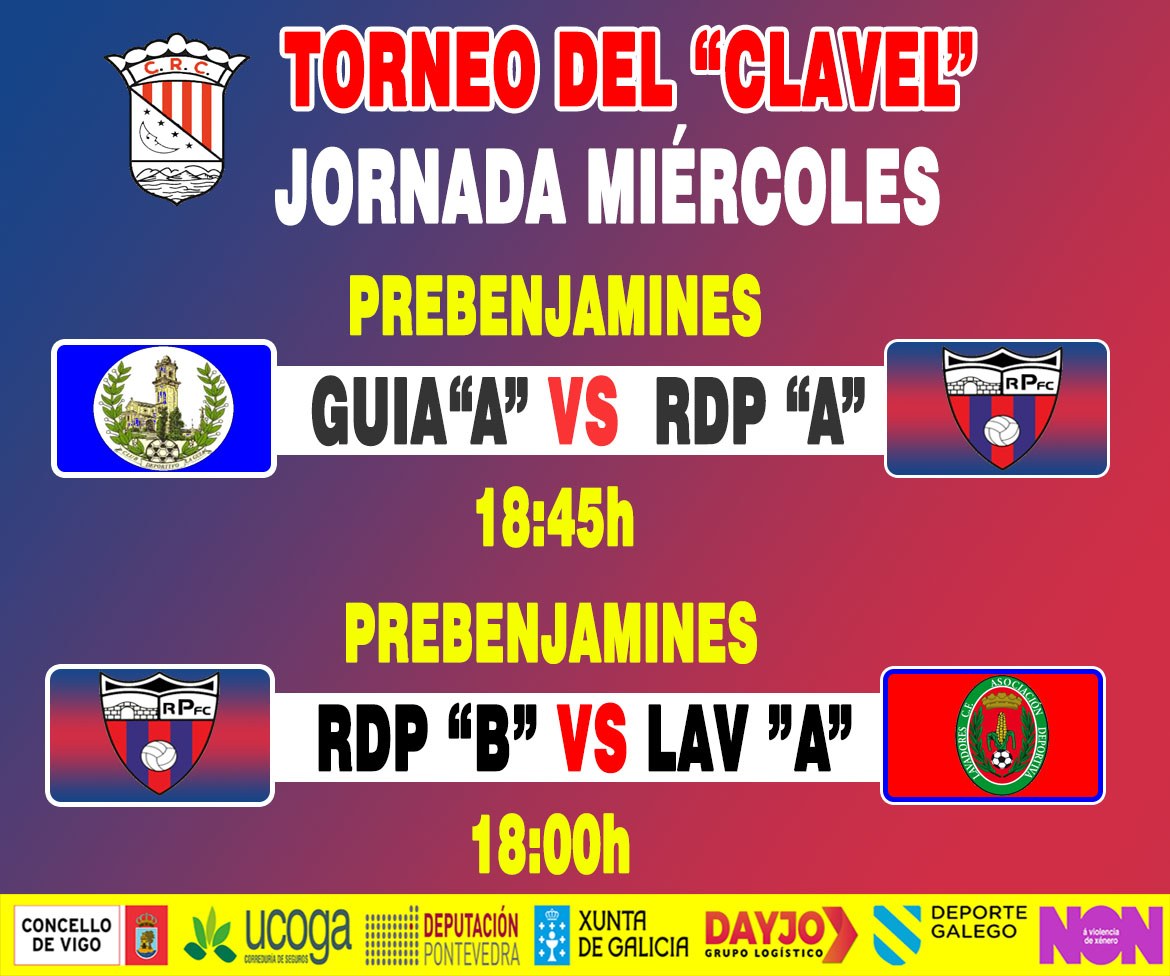 RapidodePereiro's tweet photo. Horarios de nuestros equipos participantes para hoy miércoles del torneo del Clavel organizado por el Racing de Castrelos. https://t.co/JuV7jedgKk