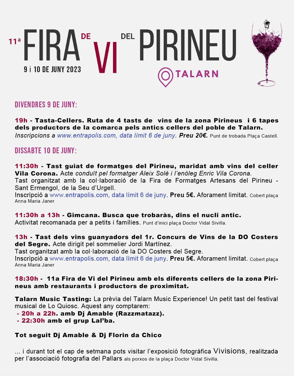 firastermengol's tweet image. 🧀🍷Un any més serem presents amb els #formatges artesans del Pirineu a la VI Fira del Vi de Talarn. 
Dissabte 10 de juny, a les 11h30: Tast guiat pel formatger Aleix Solé i l'enòleg Enric Vila del celler @VilaCorona