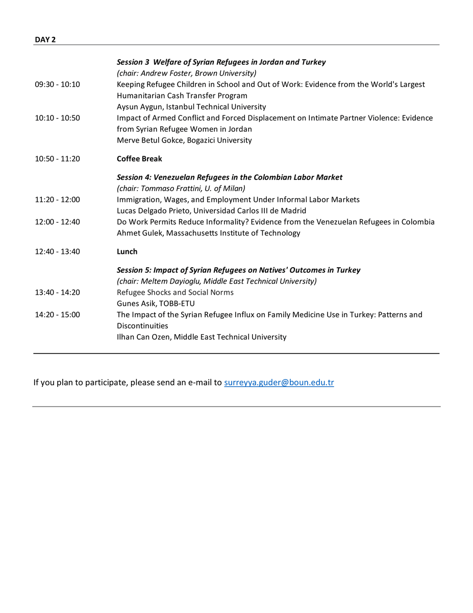 Workshop on the Economics of Refugee Migration
Bogazici University; June 22-23, 2023
If you plan to participate, please send an e-mail to surreyya.guder@boun.edu.tr