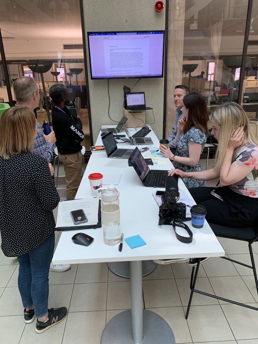 Lots of fun exploring the value of AI for our work ⁦@ECC_SD⁩. Humans vs machine for developing problem statements 💪