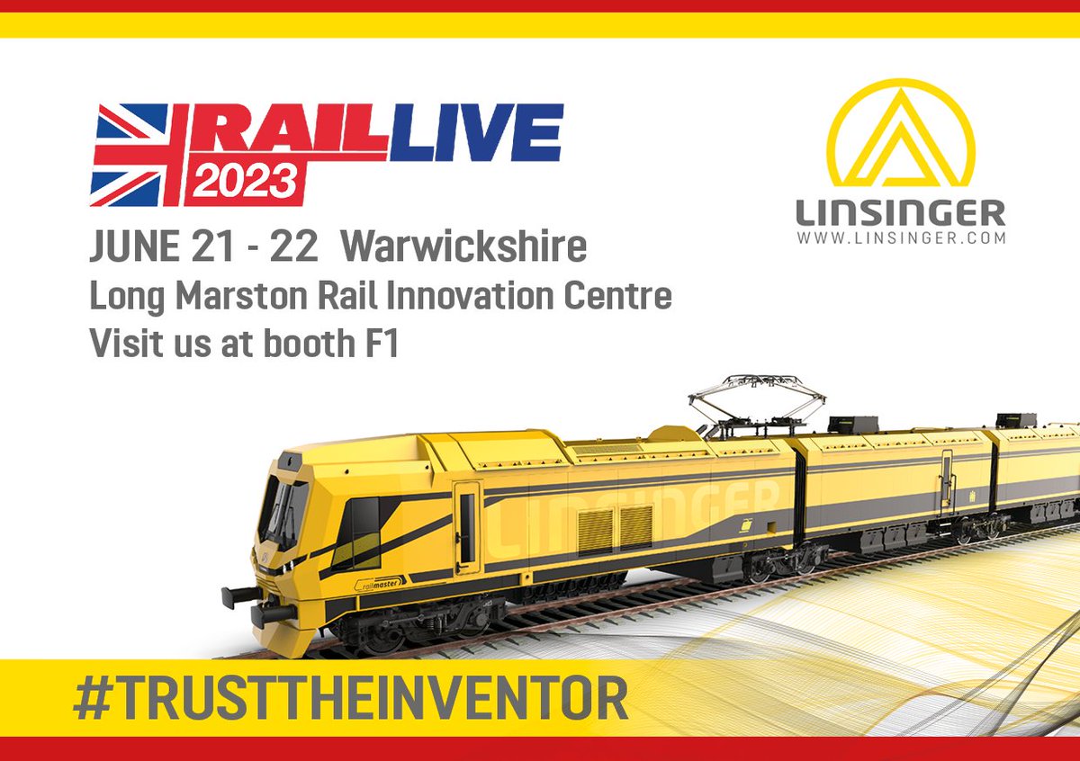 Linsinger_at's tweet photo. Join us on the 21st-22nd of June at the largest outdoor rail exhibition in the UK, attracting 5000+ rail professionals a year, representing all aspects of the rail industry.
Check out the latest rail maintenance technology and highlights.
#linsinger #railmilling #railliveuk https://t.co/gcHProEfYw