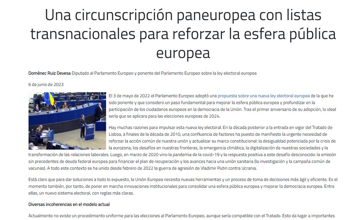 Nueva entrada en el #BlogCEPC "Una circunscripción paneuropea con listas transnacionales para reforzar la esfera pública europea", de Domènec Ruiz Devesa <a href="/DomenecD/">Domènec Ruiz Devesa</a>
cepc.gob.es/blog/una-circu…