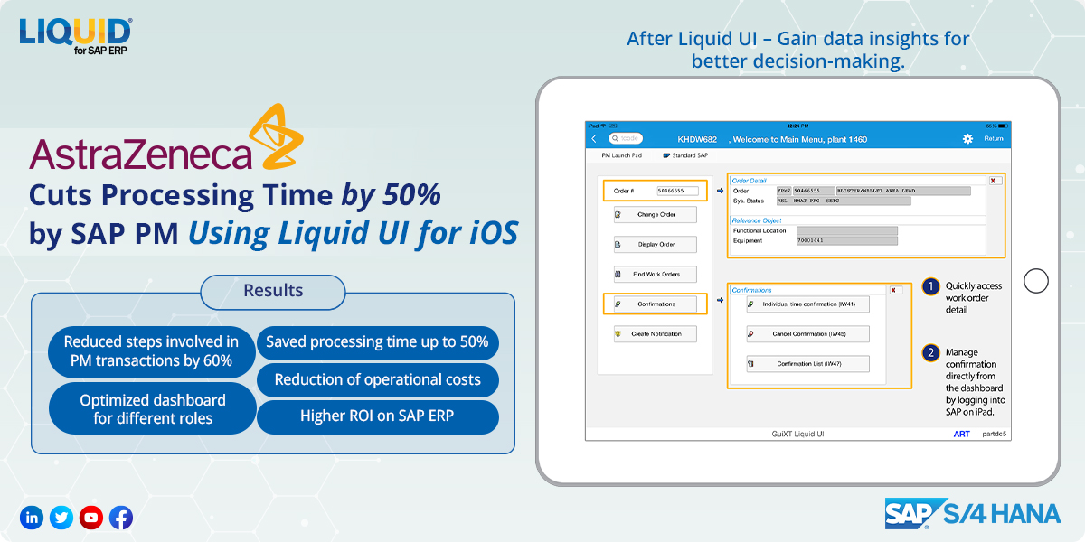 GuiXT's tweet photo. Learn how #AstraZeneca used Liquid UI for #iOS to customize its SAP PM process and enhance it with a role-tailored dashboard based on user login. Visit for more https://t.co/sAWkmcKjdJ
#SAPHANA #SAPEWM #SAPGUI #SAP #sapcertifiedpartner #sapandroid #SAPiOS #Sapwm #liquidui https://t.co/LbVS9bez3D