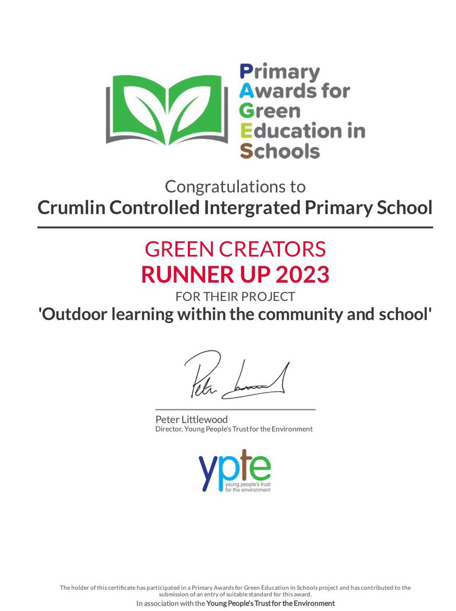 As an Eco school we are encouraging and providing the building blocks so pupils have the necessary knowledge to provide and maintain areas in school. To showcase our work we entered the Primary Awards for Green Education in Schools and were awarded the Runner Up prize.