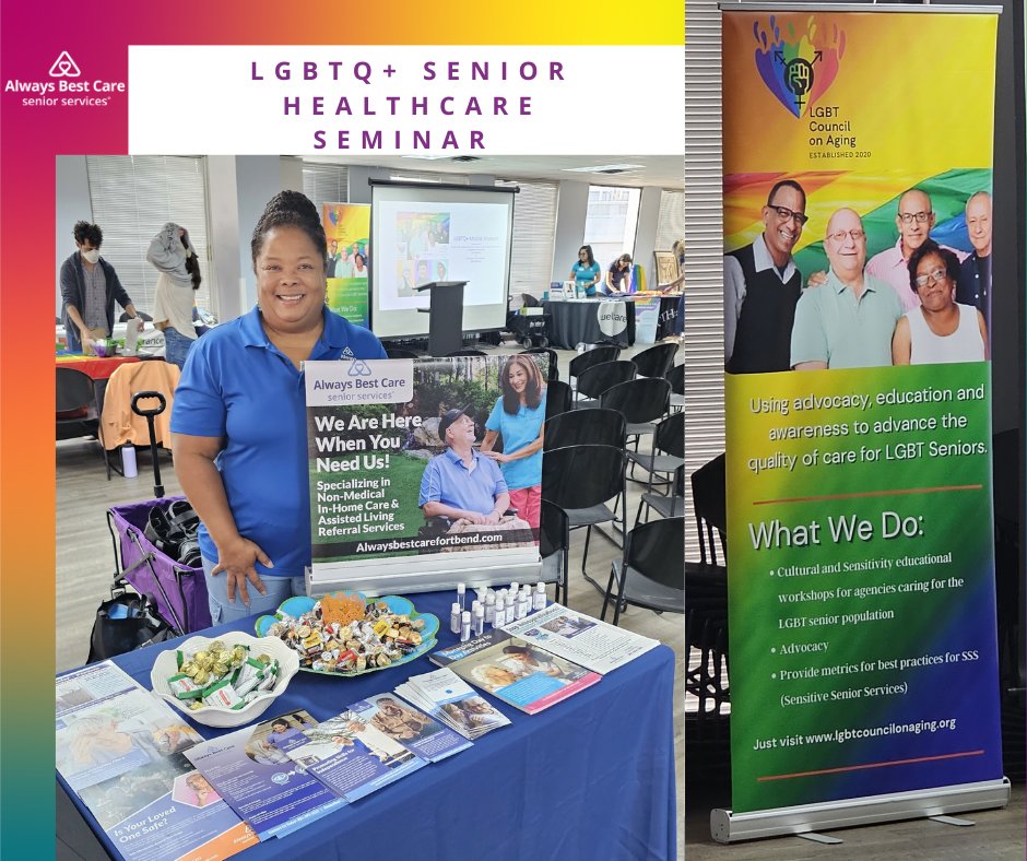 We are proud to be an all-inclusive senior care agency and sponsor the LGBTQ+ Senior Healthcare Seminar that was hosted by @AgingLgbt.  

#LGBTSeniors #Awareness #CulturalSensitivityTraining #Advocacy #EducationalSeminar #Houston #HealthCareSeminar #AlwaysBestCare #SeniorCare