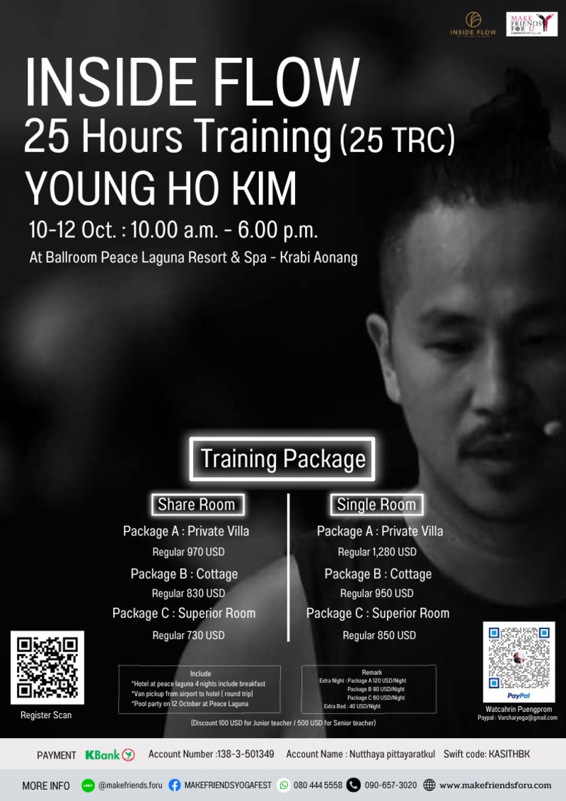 eventpopdotme's tweet image. YOUNG HO KIM INSIDE FLOW 25 Hours Training 🧘🧘‍♀️
.
🗓 Tuesday, 10 Oct - Thursday, 12 Oct 2023
🕐 9 AM - 4PM
📍 Peace Laguna Resort &amp;amp; Spa, Ao Nang, Krabi 
🎟 Buy Tickets &amp;gt;&amp;gt; eventpop.me/e/14652
.
#younghokim #insideflowyoga #insideflow #teachertraining #Eventpop