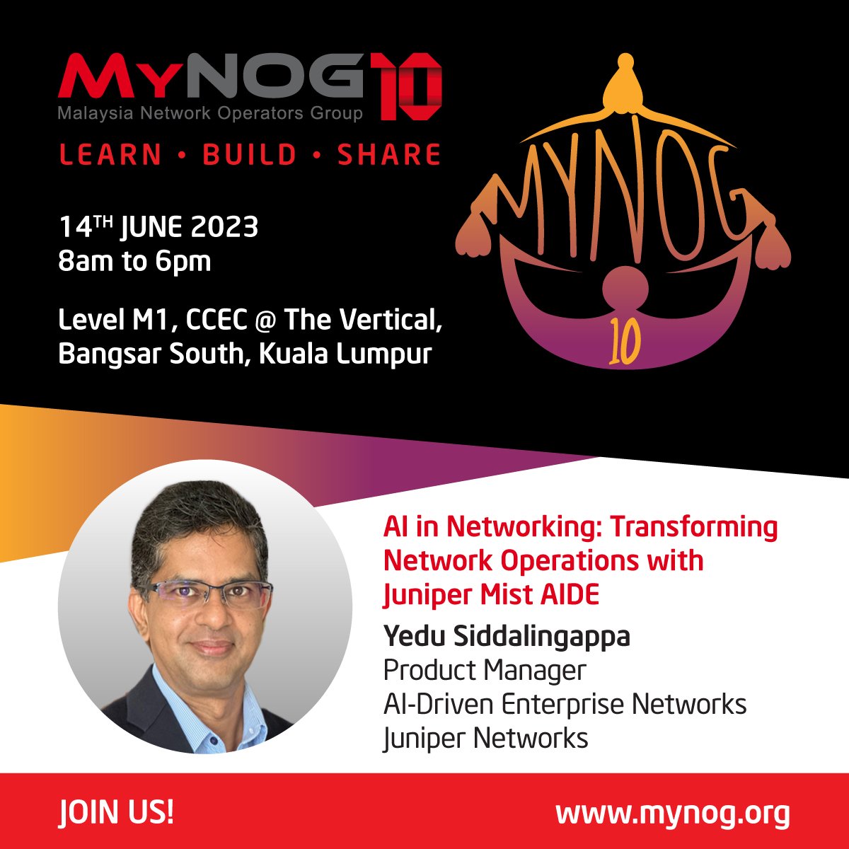 DT8's tweet image. Our very own Yedu Siddalingappa will take you on a journey through the realm of AI in networking! Discover how you can leverage the transformative power of AI to revolutionize network management and unlock a world of possibilities like never before. bit.ly/43KYGW5
