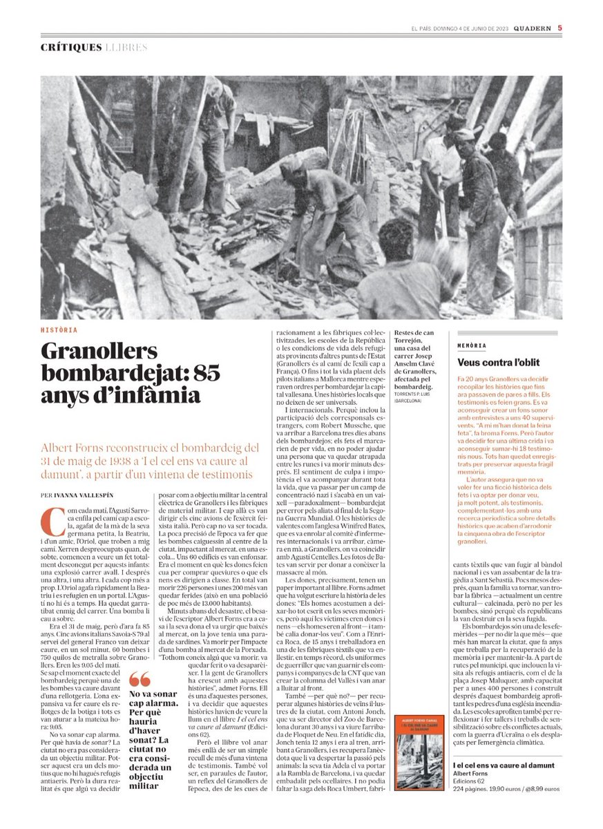 Sobre los trágicos bombardeos a Granollers de 1938.

#GuerraCivil #Franco #Granollers