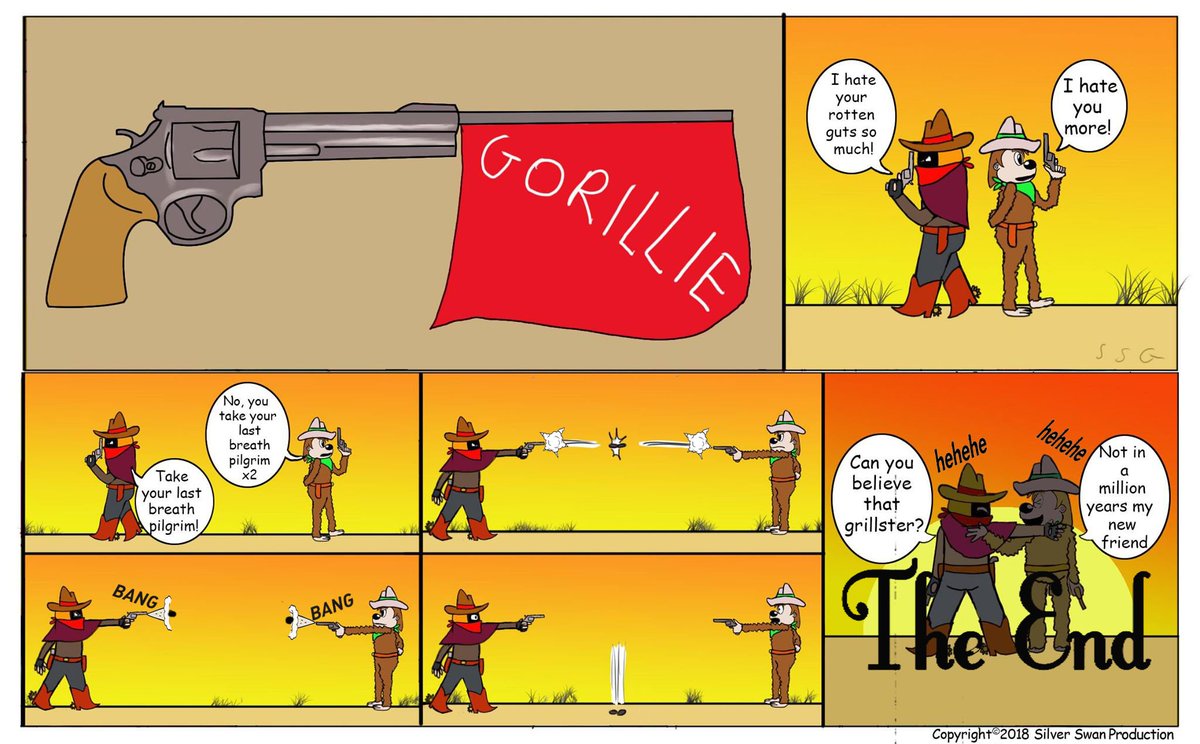 One of the great battles in the wild west by 2 ruthless outlaws😲 #gorillie #gorilliecartoon #cartoons #comedy #comics #laughter #brandnew #animation #cartooncomic #wildwest #cowboys #cartooncharacters