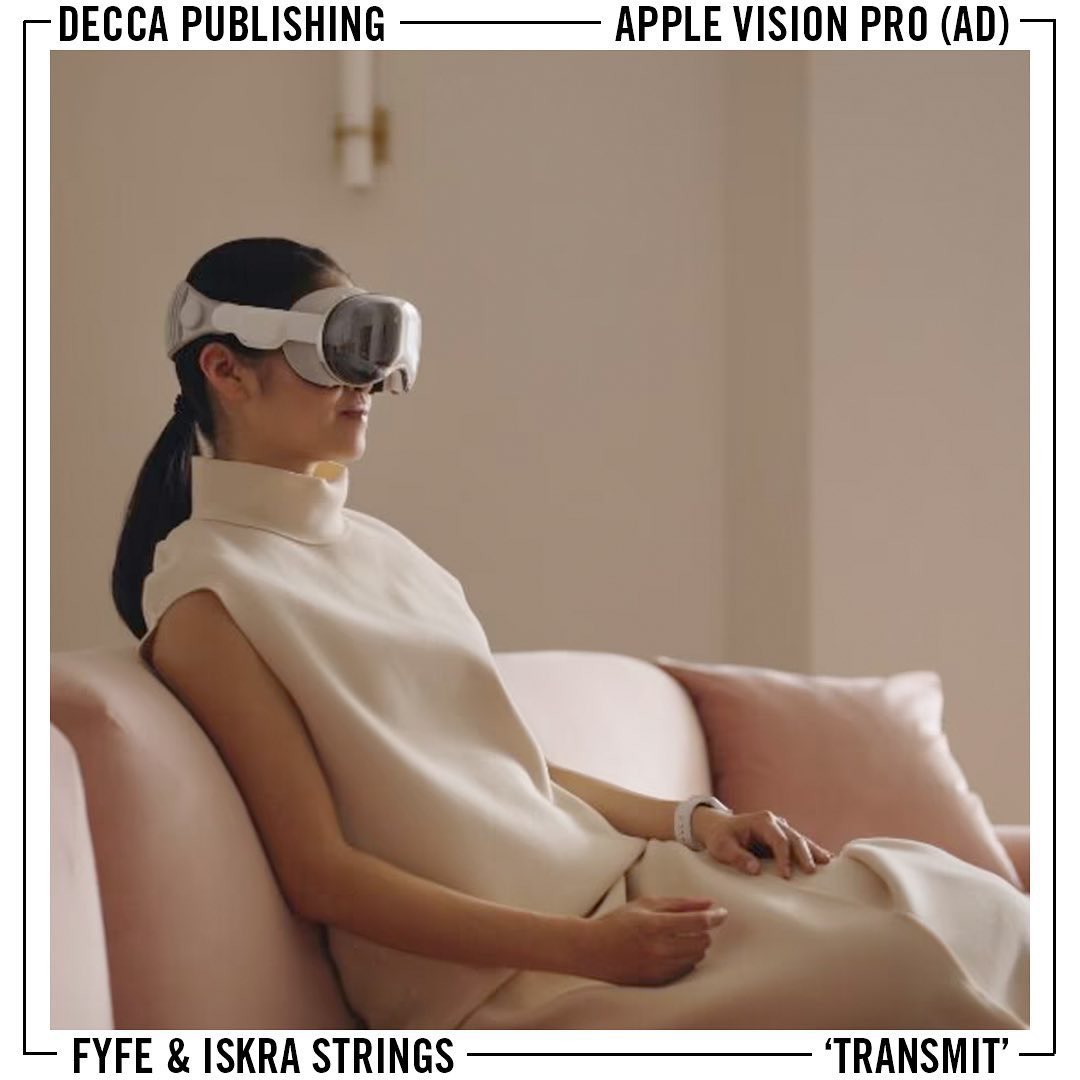 New <a href="/Apple/">Apple</a> campaign features ‘Transmit’ by <a href="/thisisfyfe/">FYFE</a> &amp; Iskra Strings. Excited to be part of the new Vision Pro mixed-reality headset announcement.
Listen to ‘Transmit’ from our album ‘Interiority’ 🎧
open.spotify.com/album/3cM3xi7w…