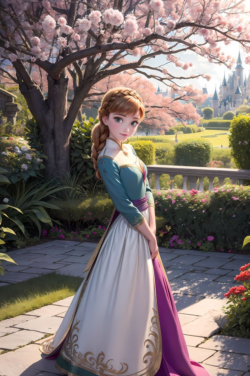 Anna's Princess pose in the garden of Arendelle on a sunny day
#disney #anna #frozen #digitalart #AIポートレート #AIart #AIグラビア #frozen2 #frozen3 #AIイラスト