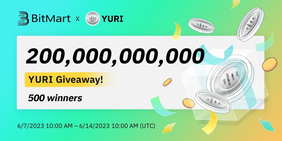 🌟 #BitMart X #YURI Listing #Airdrop 🌟 1⃣️Follow @BitMartExchange & @BitMartResearch & @YuriAI_Official 2⃣️Join t.me/BitMartExchange & t.me/YuriAIGroup 3⃣️RT & Tag 3 frds & Like 4⃣️Fill forms.gle/MCKRVtDG5JXdxm… 🎁500 winners / 200,000,000,000 $YURI Register…