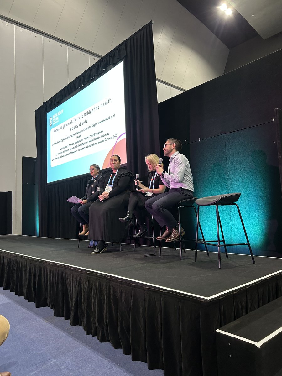 DT4Health's tweet photo. CDTH Program Manager, @karaburns led a discussion with @AnnaPeetersAus, Amio Mategna Ikihele, Dr Mataroria Lyndon at #DHF23 on what is equity in healthcare and digital health equity, and how we as a community can work towards an unbiased equitable digital health system 🩺 https://t.co/VVPKdfn8Ke
